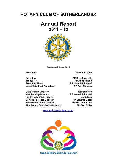 ROTARY CLUB OF SUTHERLAND INC Annual Report 2011 – 12