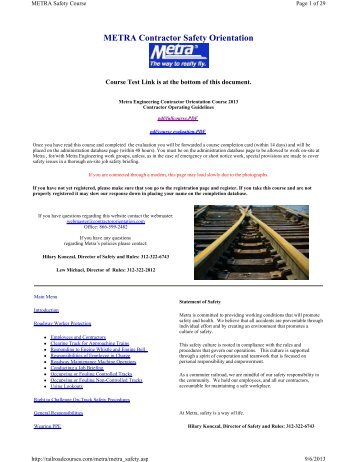METRA Contractor Safety Orientation