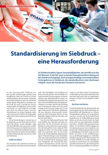 Standardisierung im Siebdruck – eine Herausforderung - Jutta Bock