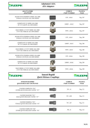 Adattatori ASA ASA Adapters Innesti Rapidi Quick Release Couplings