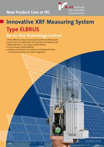 Innovative XRF Measuring System Type ELBRUS for on-line - IfG