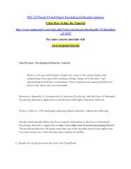 PSY 270 Week 9 Final Project Psychological Disorder Analysis/ Uoptutorial