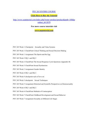 psy 265 capstone checkpoint Study flashcards on psy 265 checkpoint_ methods of contraception at cramcom quickly memorize the terms, phrases and much more cramcom makes it easy to get the grade you want. psy 265 capstone checkpoint Study flashcards on psy 265 checkpoint_ methods of contraception at cramcom quickly memorize the terms, phrases and much more cramcom makes it easy to get the grade you want.