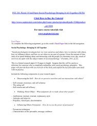PSY 301 Week 5 Final Paper Social Psychology Bringing It All Together/ Uoptutorial