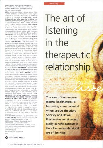 The art of istening in the therapeutic relationship