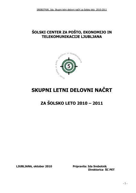 SKUPNI LETNI DELOVNI NAČRT