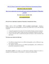 PSY 322 Week 2 Individual Assignment Marketing Communication Memo/ Uoptutorial