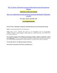 PSY 322 Week 3 Individual Assignment Marketing Research and Promotional Message/ Uoptutorial
