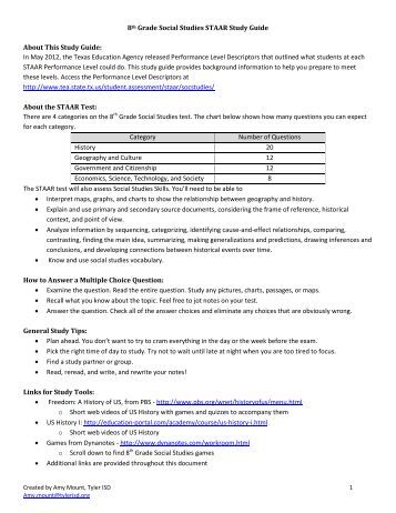Study guide 8th grade history texas