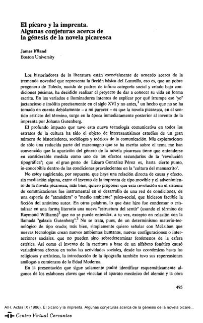 El picaro y la imprenta. Algunas conjeturas acerca - Centro Virtual ...