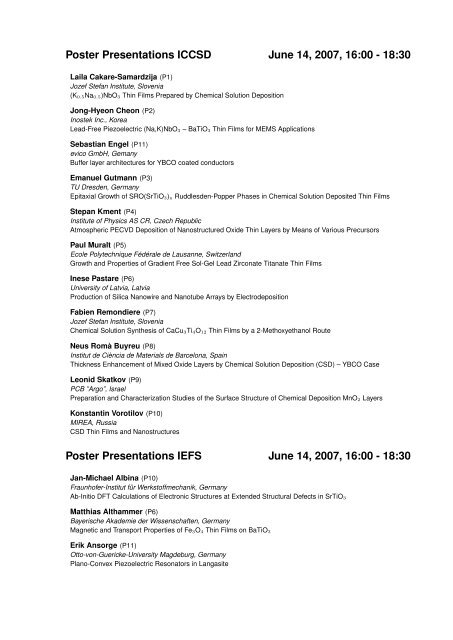 List of poster presentations - Institut für Werkstoffe der Elektrotechnik ...