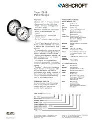 Ashcroft 1001T Pressure Gauge data sheet - DFS Gauges