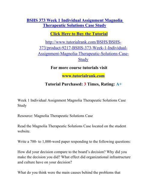 BSHS 373 Week 1 Individual Assignment Magnolia Therapeutic Solutions Case Study.pdf