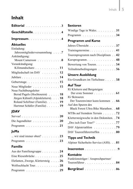 b ersicht V eran staltu ngsp ro gram m Janu ar - DAV Sektion Lörrach