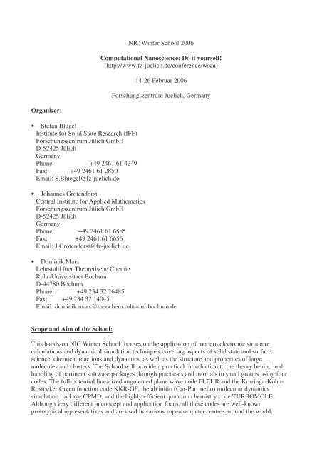 Computational Nanoscience: Do it yourself! - Psi-k