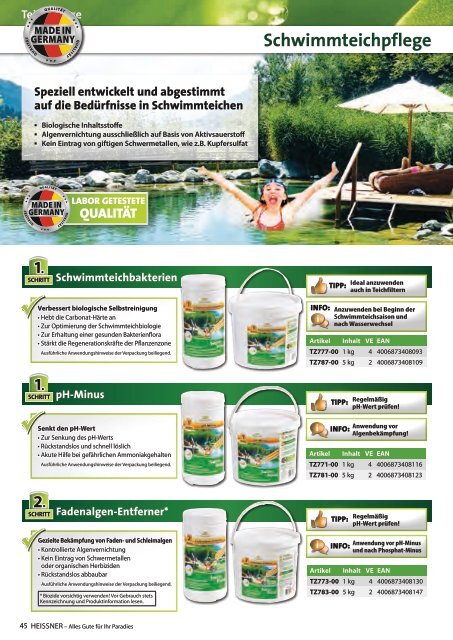 HEISSNER Wassergarten Katalog 2016