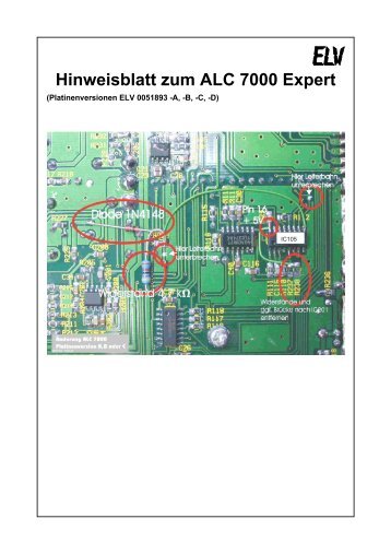 Hinweisblatt zum ALC 7000 Expert - ELV