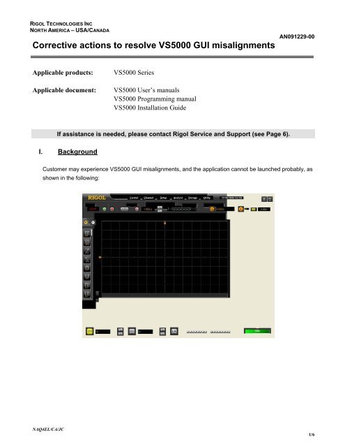 Corrective actions to resolve VS5000 GUI misalignments - ELV