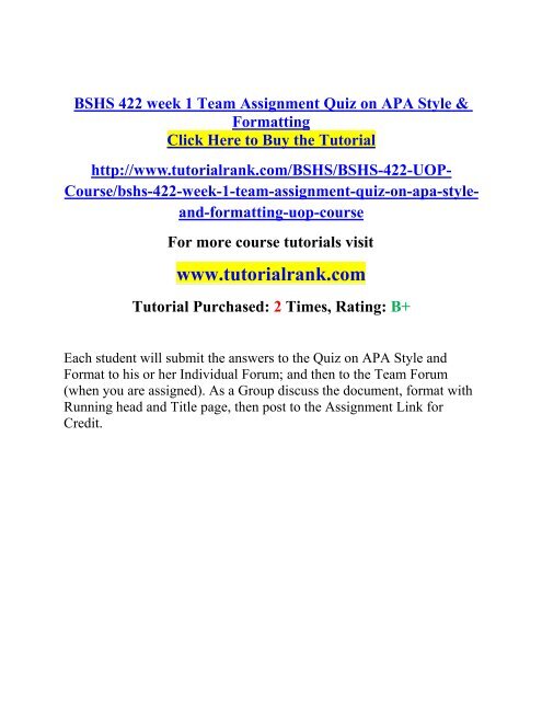 BSHS 422 week 1 Team Assignment Quiz on APA Style.pdf