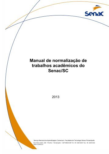 Manual de normalização de trabalhos acadêmicos do Senac/SC
