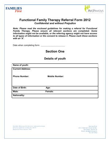 Functional Family Therapy Referral Form 2012 Section One