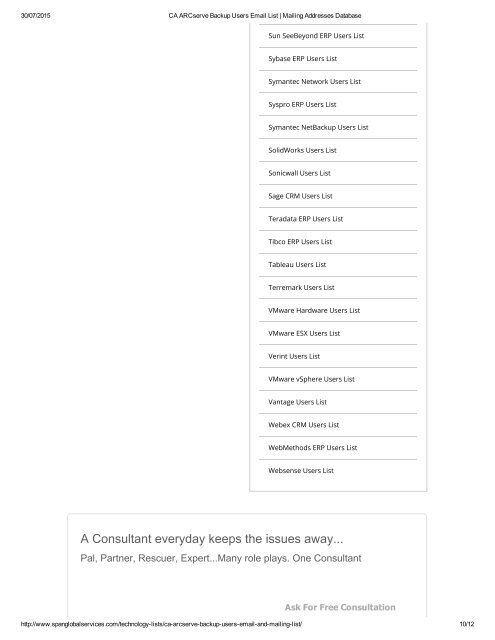 Buy Taregted CA ARCserce Backup User Lists from Span Global Services