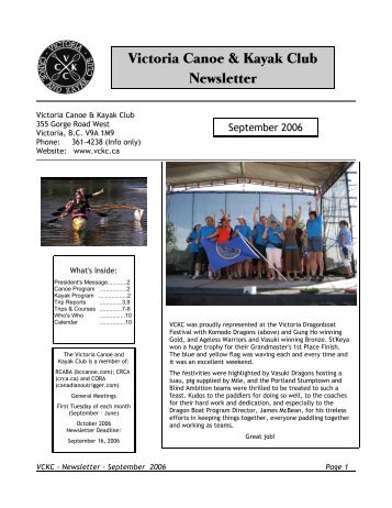 Victoria Canoe & Kayak Club Newsletter