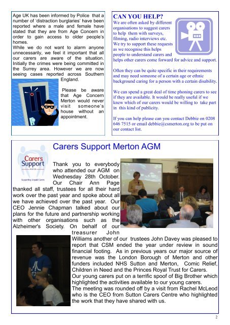 Supporting Unpaid Carers in Merton - Carers Support Merton