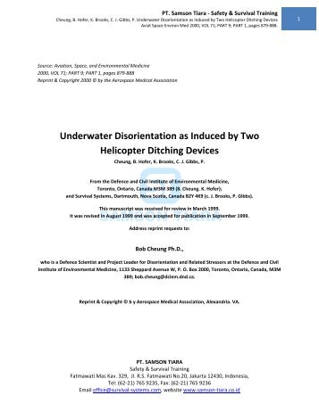 Underwater Disorientation as Induced by Two Helicopter Ditching Devices