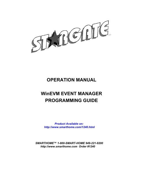 OPERATION MANUAL WinEVM EVENT MANAGER - Smarthome