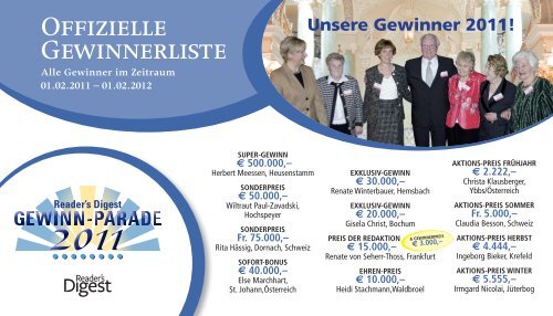 Offizielle Gewinnerliste