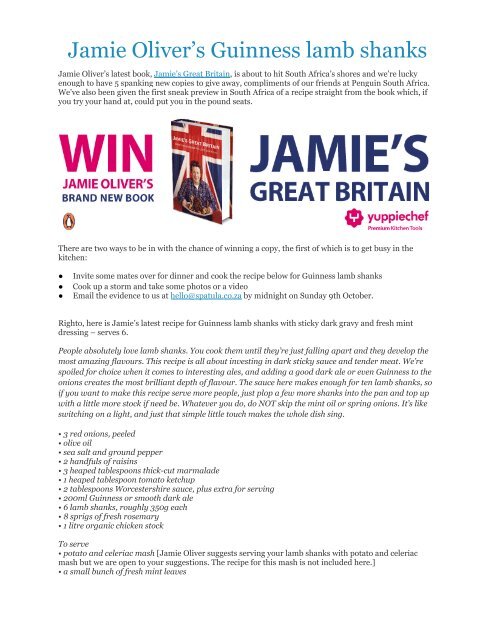 Jamie Oliver’s Guinness lamb shanks
