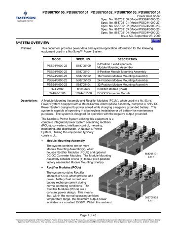 NetSure 700 Power Data Sheet - Emerson Network Power