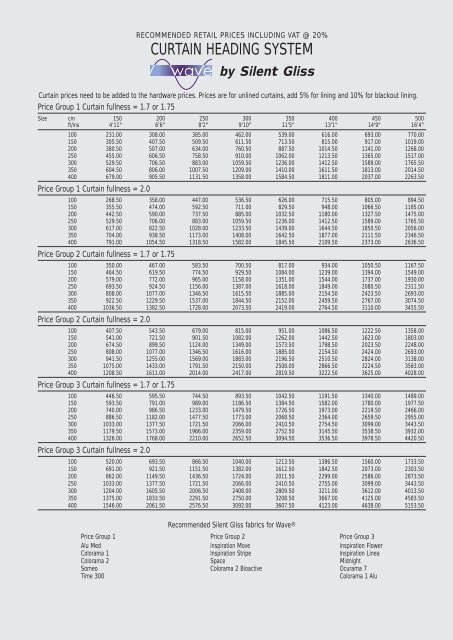 Recommended Retail Price List