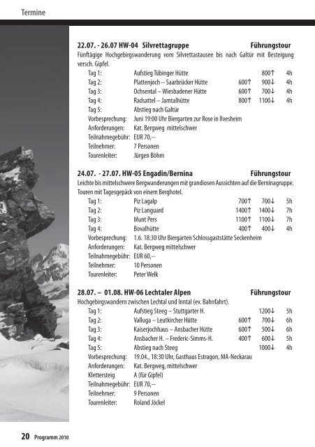 Programm 2010 - DAV Sektion Mannheim