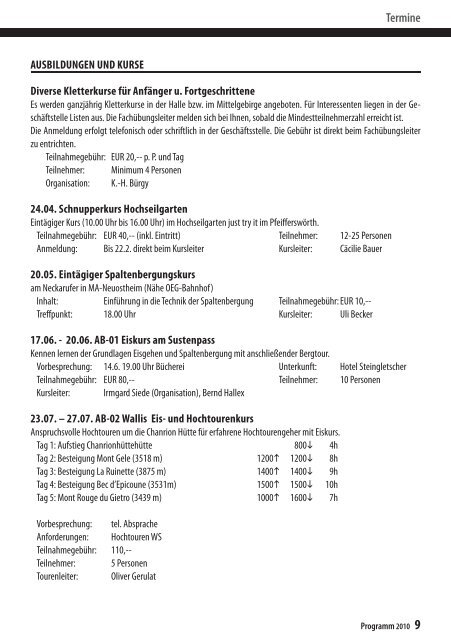 Programm 2010 - DAV Sektion Mannheim