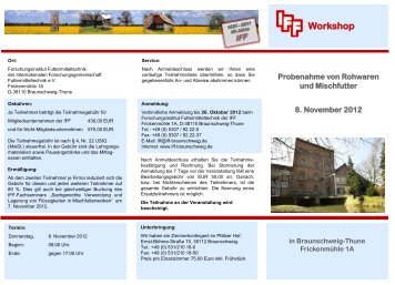 Workshop - Internationale Forschungsgemeinschaft Futtermittel e.V