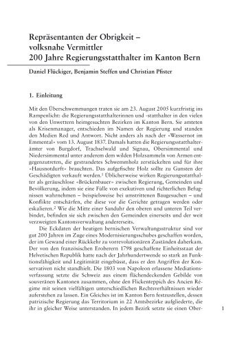 volksnahe Vermittler 200 Jahre Regierungsstatthalter im Kanton Bern