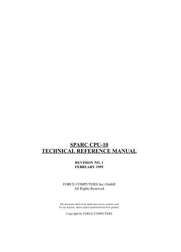 sparc cpu-10 technical reference manual - Emerson Network Power