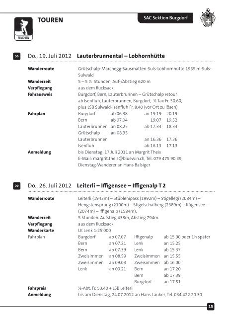 Quartalsversammlung - beim SAC Burgdorf