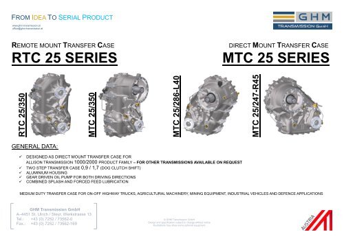 RTC 25 SERIES MTC 25 SERIES - GHM Transmission GmbH