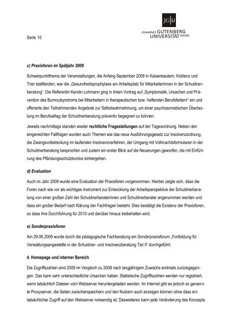 Jahresbericht 2009 Jahresplanung 2010/2011 - Forschungs- und ...