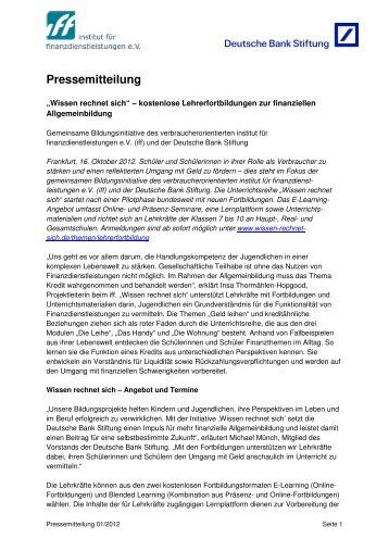 Pressemitteilung - Deutsche Bank Stiftung