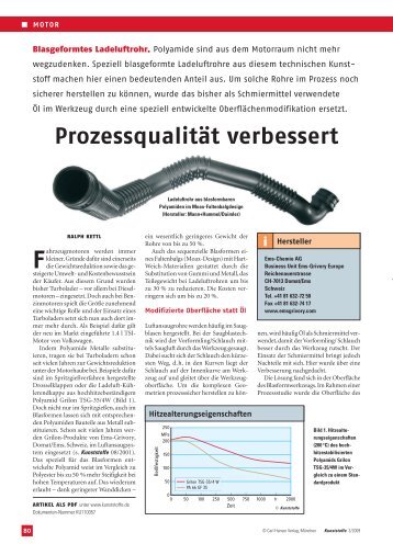 Prozessqualität verbessert - Ems-Chemie