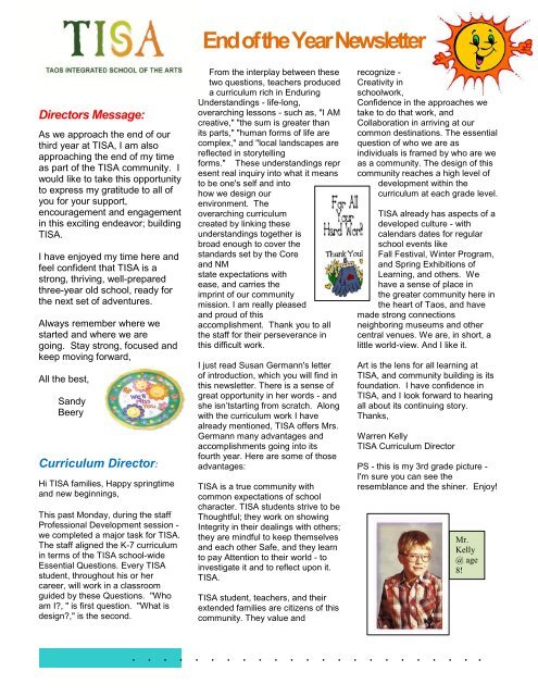 End Of The Year Newsletter