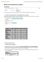 Mesure de la performance sportive Evaluation