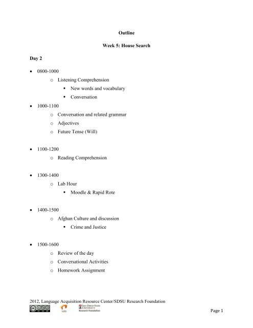 Outline Week 5 - Language Acquisition Resource Center