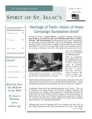 Spring 2010 - St. Isaac Jogues Parish