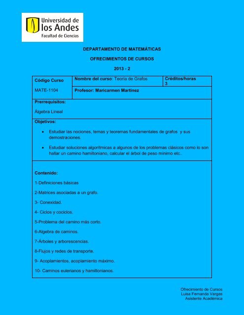 ver - Departamento de MatemÃ¡ticas, Universidad de los Andes