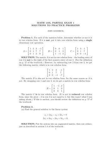 MATH 1105, PARTIAL EXAM 1 SOLUTIONS TO PRACTICE ...